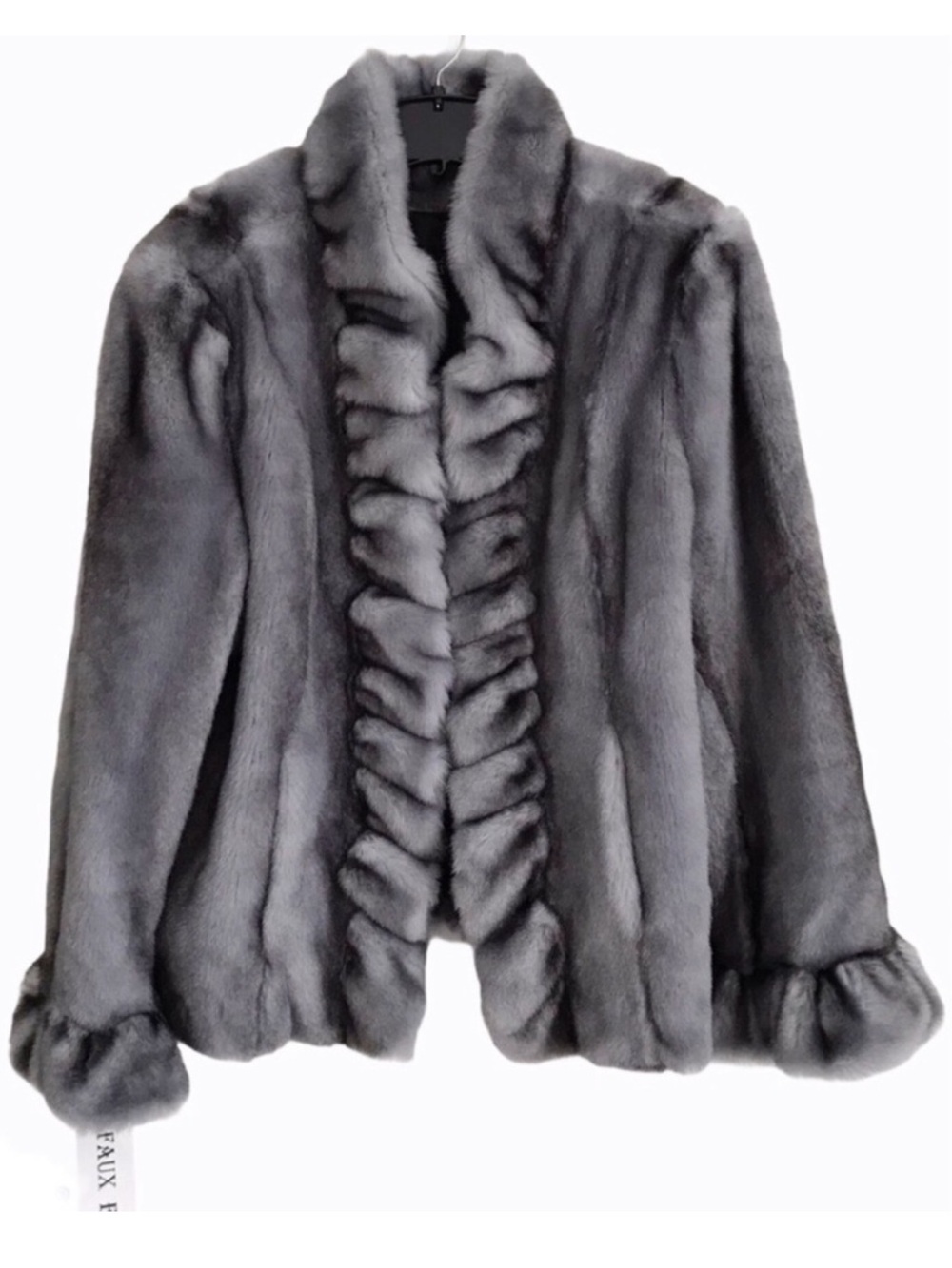 Donna Salyers Fabulous Furs Faux Fur Coat Grey Womens 2X Plus Size NWT